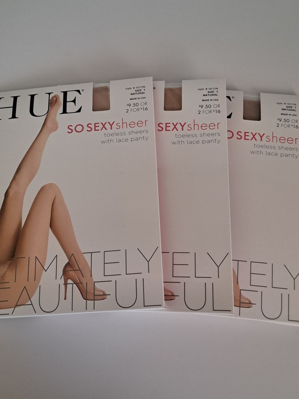 Pack of *3* HUE So Sexy Sheer Toeless Sheers with Lace Panty - Natural